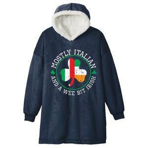 Funny Mostly Italian St Patricks Day Gift Italian Irish St Pattys Day Gift Hooded Wearable Blanket