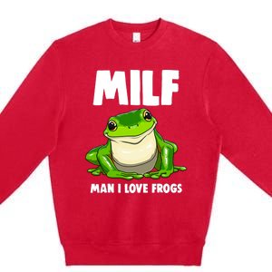 Funny Man I Love Frogs Tee Shirts Frog Love Premium Crewneck Sweatshirt