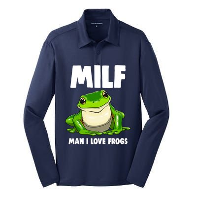 Funny Man I Love Frogs Tee Shirts Frog Love Silk Touch Performance Long Sleeve Polo