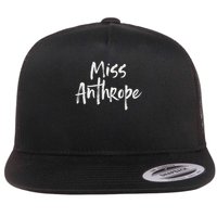 Funny Misanthrope Introvert Antisocial Design. Miss Anthrope Flat Bill Trucker Hat