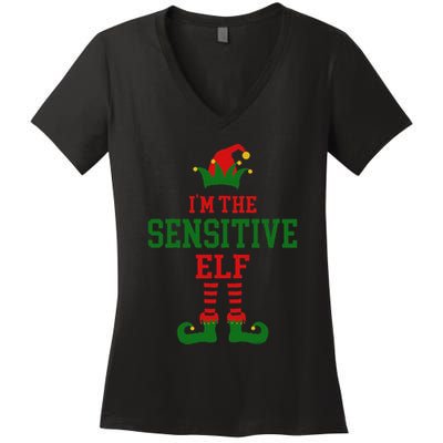 Family Matching IM The Sensitive Elf Christmas Women's V-Neck T-Shirt