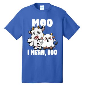 Funny Moo I Mean Boo Ghost Cow Halloween Gift Tall T-Shirt