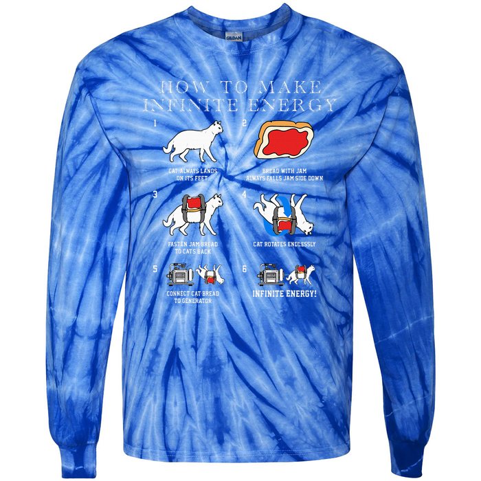 Funny Math Infinite Energy Cat And Mechanical Engineering Tie-Dye Long Sleeve Shirt