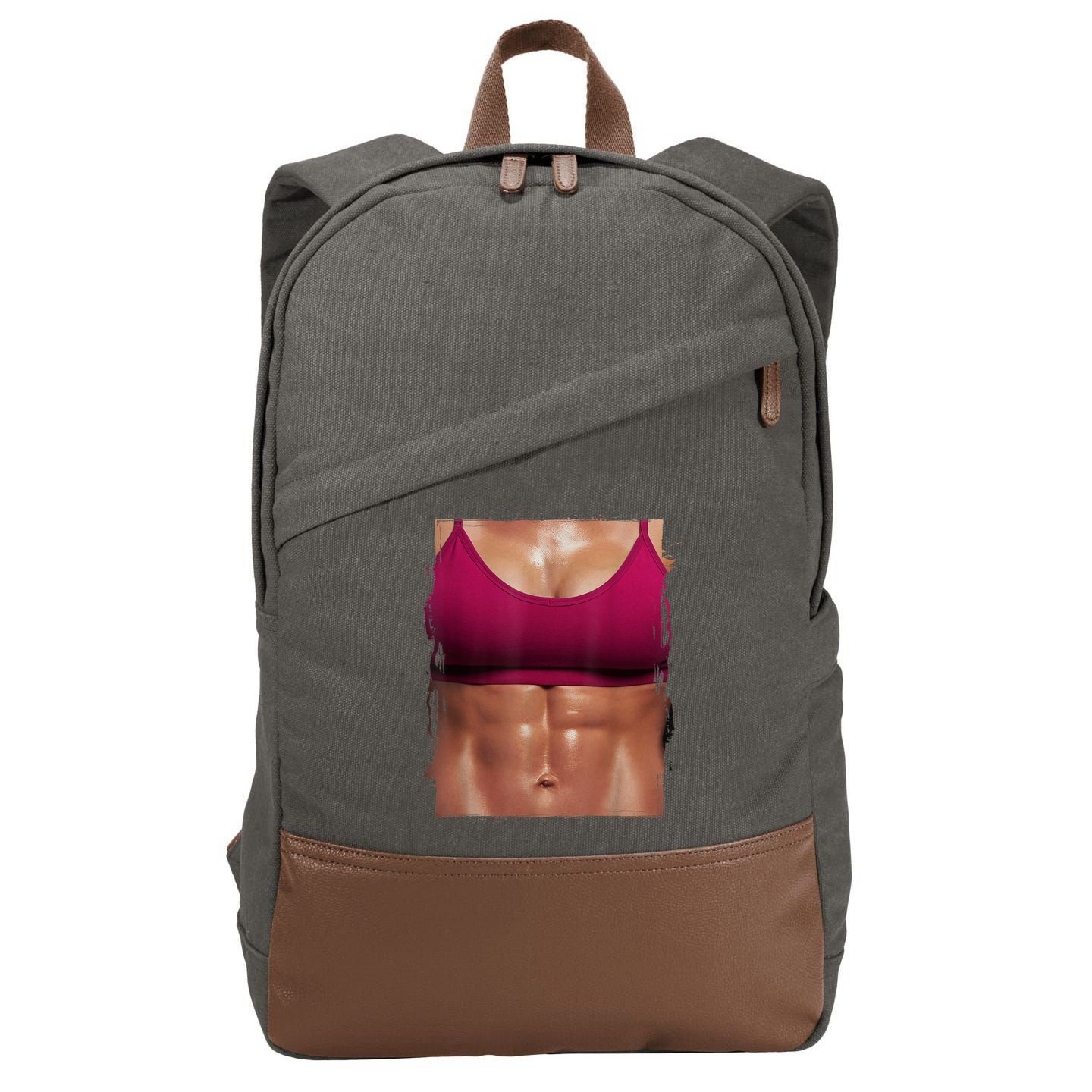 Fake Muscle I Woman Fitness Dream Woman Fitness Women Body Cotton Canvas Backpack