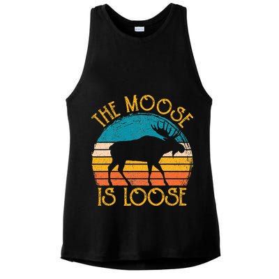 Funny Moose Is Loose Animal Apparel Cute Men Women Alaska Ladies PosiCharge Tri-Blend Wicking Tank