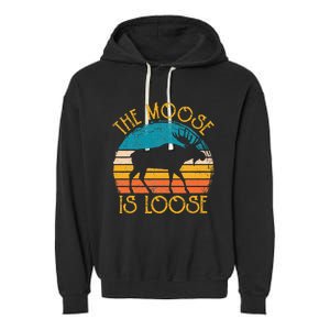 Funny Moose Is Loose Animal Apparel Cute Men Women Alaska Garment-Dyed Fleece Hoodie