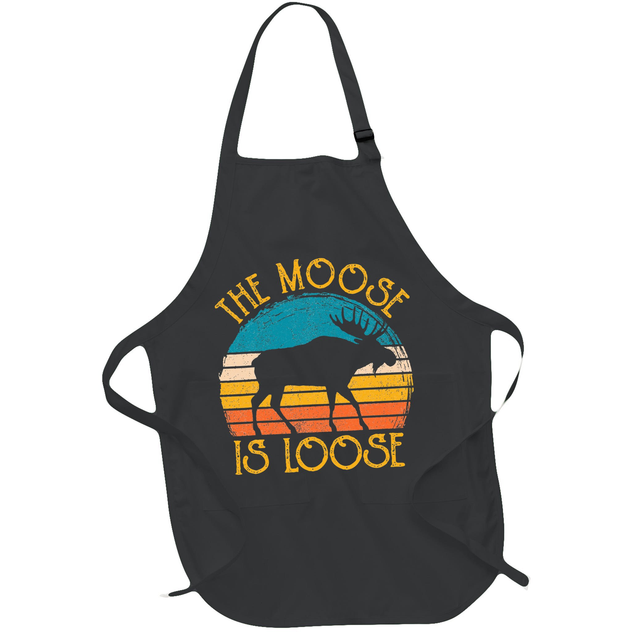 Funny Moose Is Loose Animal Apparel Cute Men Women Alaska Apron