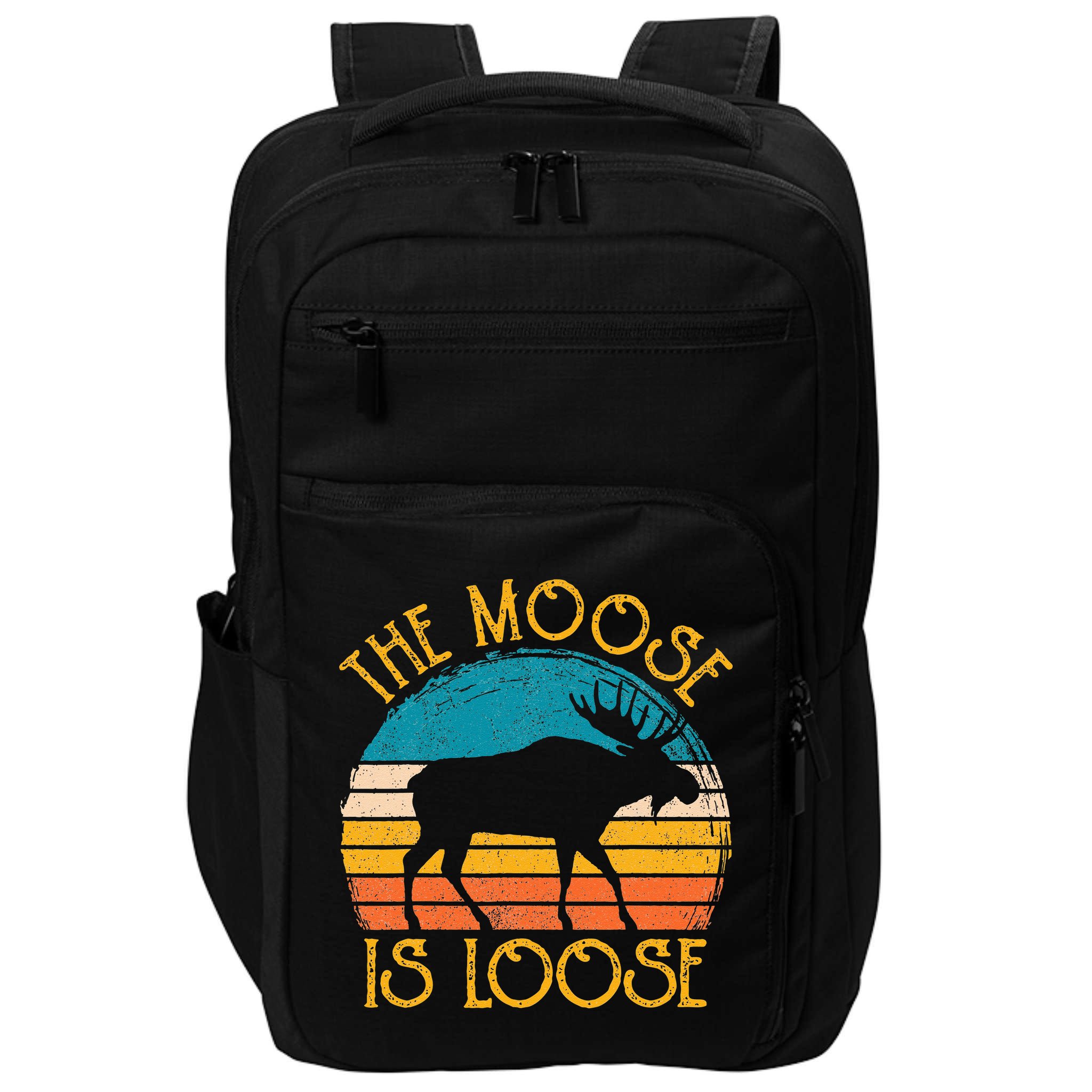 Funny Moose Is Loose Animal Apparel Cute Men Women Alaska Impact Tech Backpack