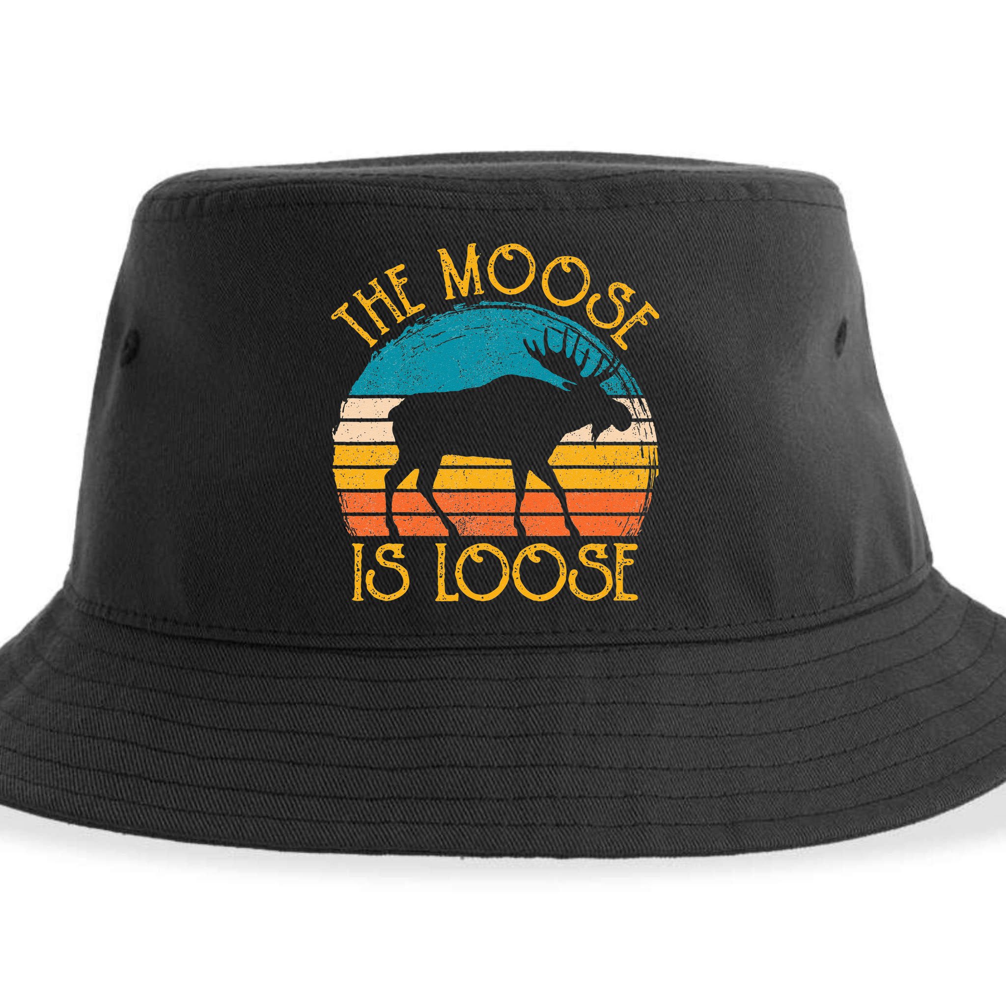 Funny Moose Is Loose Animal Apparel Cute Men Women Alaska Sustainable Bucket Hat