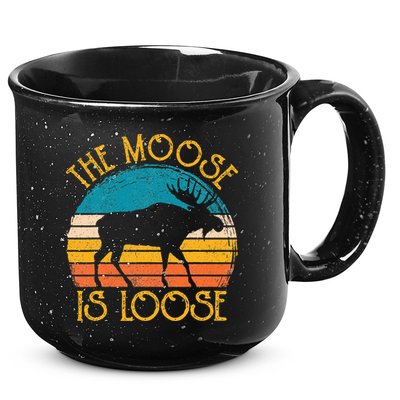 Funny Moose Is Loose Animal Apparel Cute Men Women Alaska 15oz Campfire Ceramic Mug