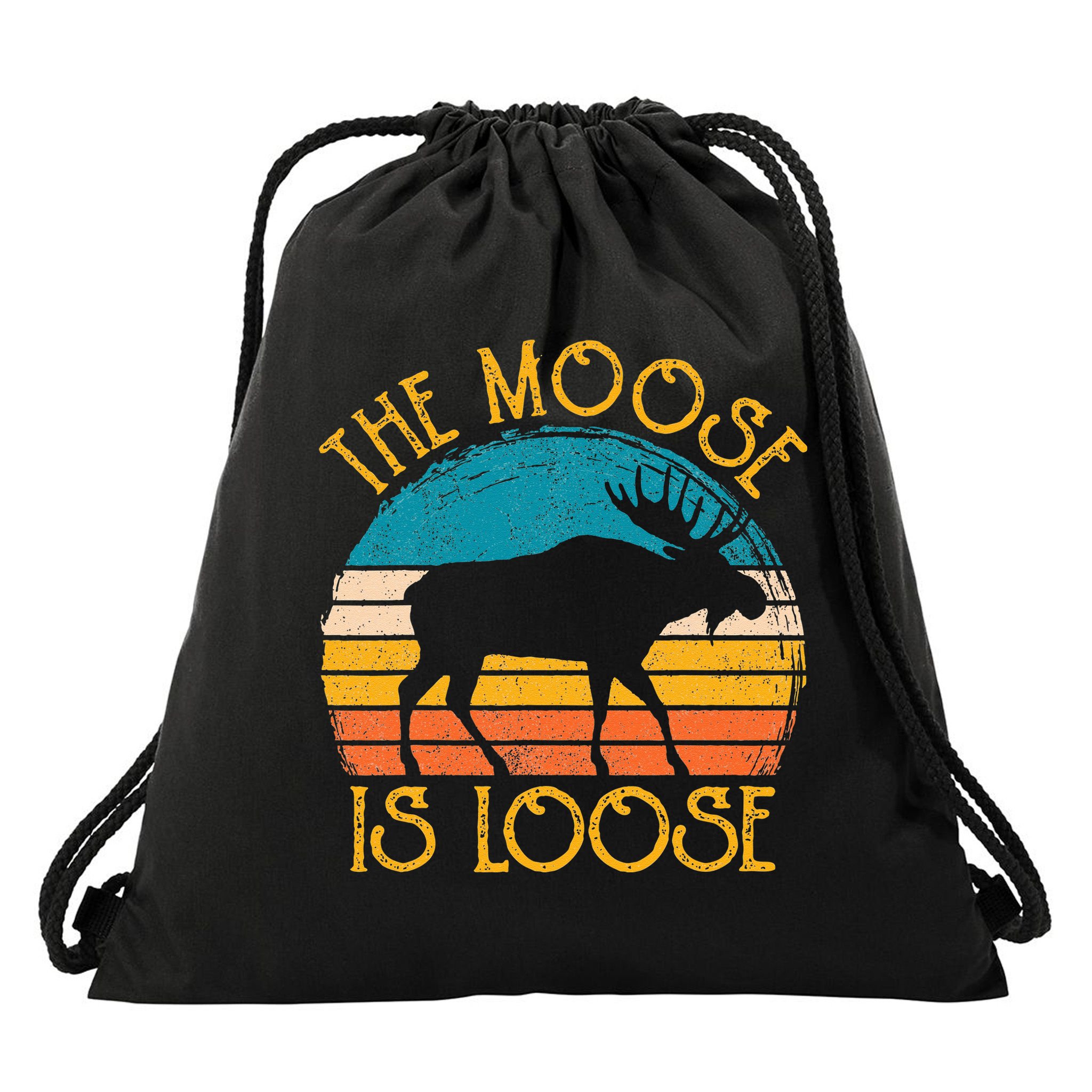 Funny Moose Is Loose Animal Apparel Cute Men Women Alaska Drawstring Bag