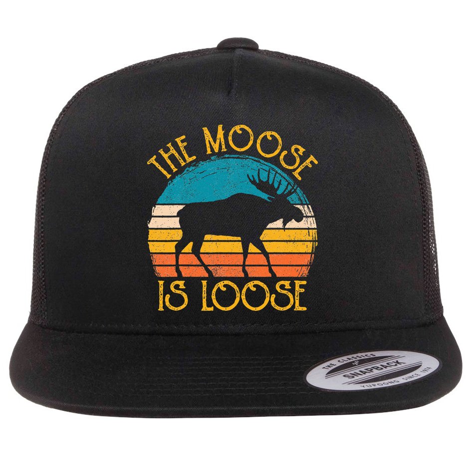 Funny Moose Is Loose Animal Apparel Cute Men Women Alaska Flat Bill Trucker Hat