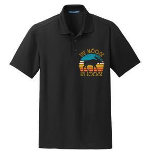 Funny Moose Is Loose Animal Apparel Cute Men Women Alaska Dry Zone Grid Polo