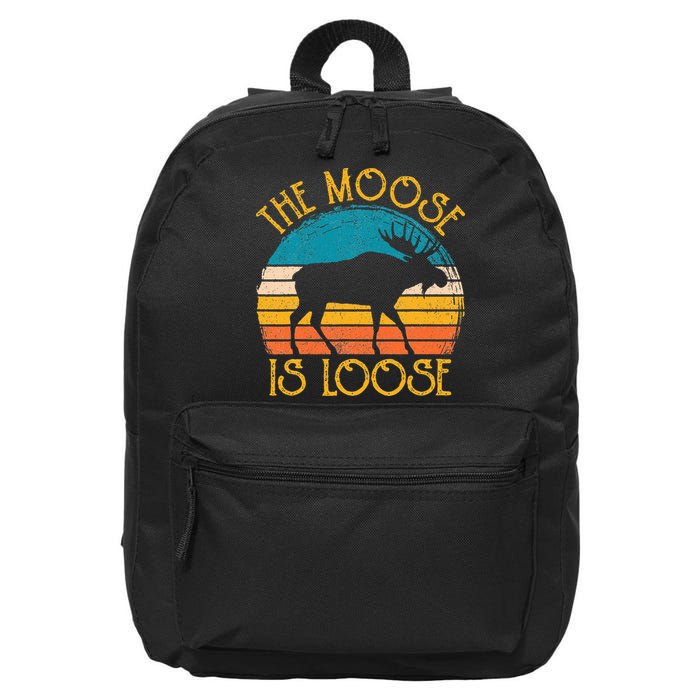 Funny Moose Is Loose Animal Apparel Cute Men Women Alaska 16 in Basic Backpack
