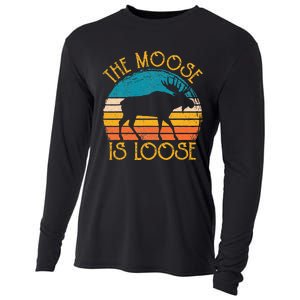 Funny Moose Is Loose Animal Apparel Cute Men Women Alaska Cooling Performance Long Sleeve Crew