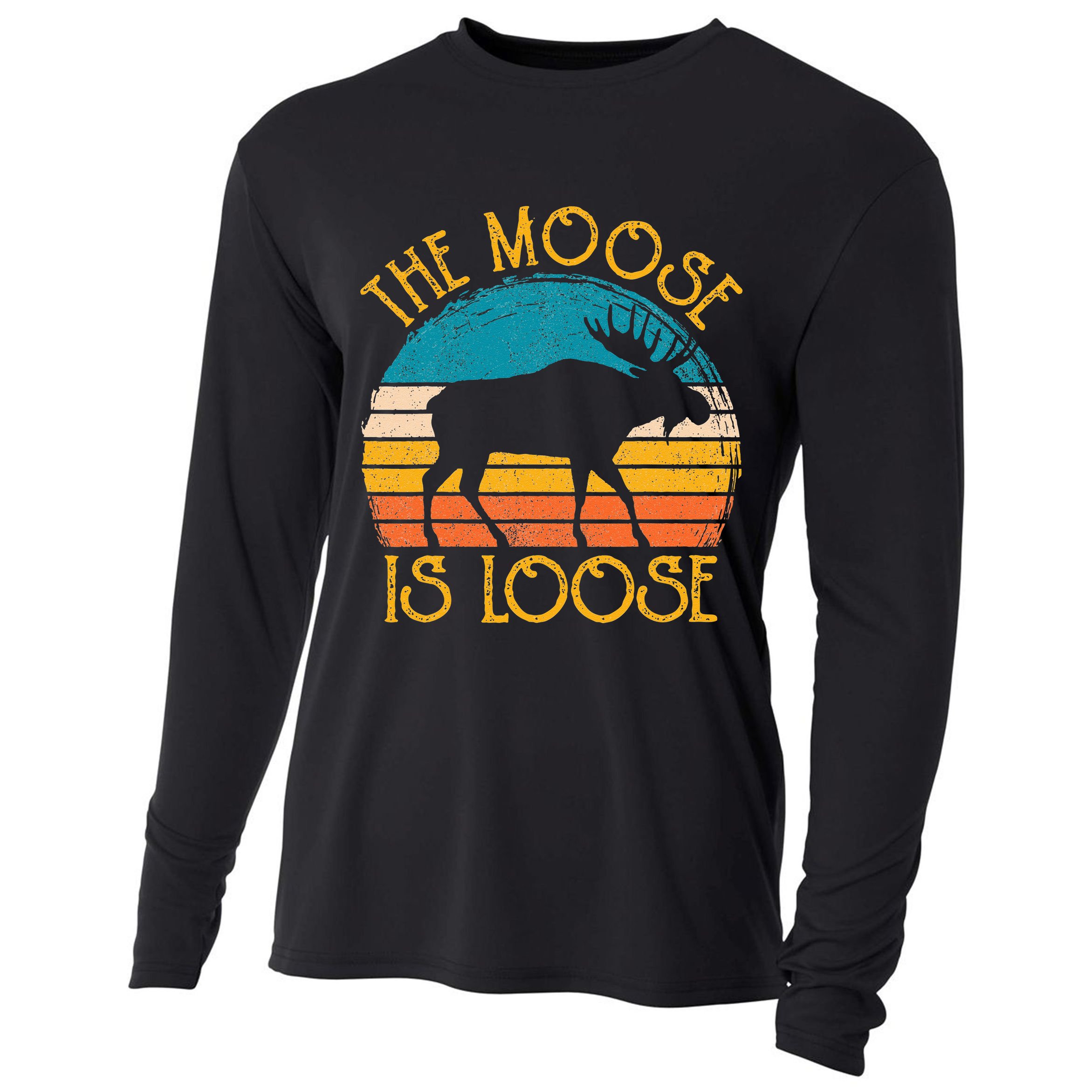 Funny Moose Is Loose Animal Apparel Cute Men Women Alaska Cooling Performance Long Sleeve Crew