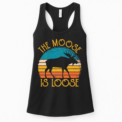 Funny Moose Is Loose Animal Apparel Cute Men Women Alaska Womens Tank Top