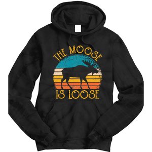 Funny Moose Is Loose Animal Apparel Cute Men Women Alaska Tie Dye Hoodie