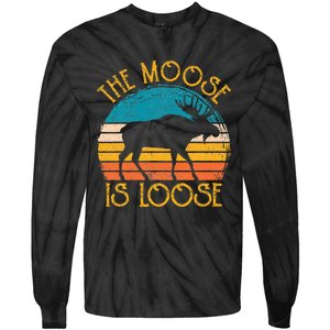 Funny Moose Is Loose Animal Apparel Cute Men Women Alaska Tie-Dye Long Sleeve Shirt