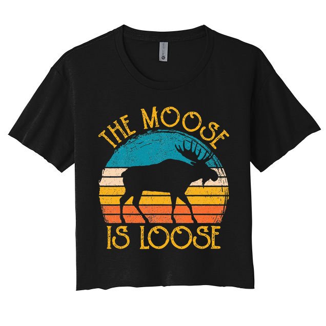 Funny Moose Is Loose Animal Apparel Cute Men Women Alaska Crop Top