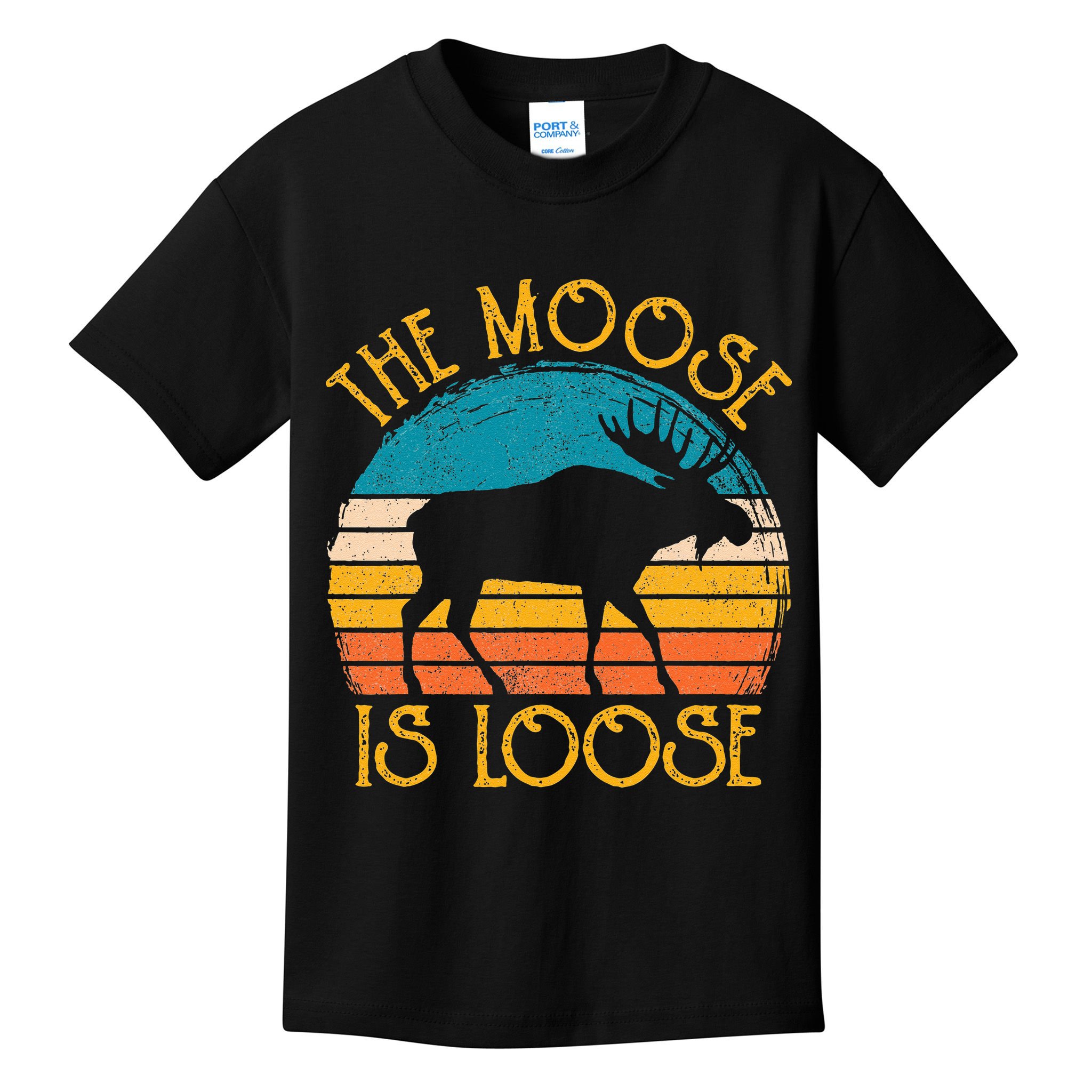 Funny Moose Is Loose Animal Apparel Cute Men Women Alaska Kids T-Shirt