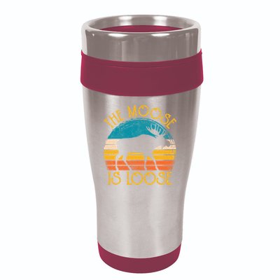Funny Moose Is Loose Animal Apparel Cute Men Women Alaska 16oz Travel Tumbler