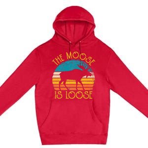 Funny Moose Is Loose Animal Apparel Cute Men Women Alaska Premium Pullover Hoodie