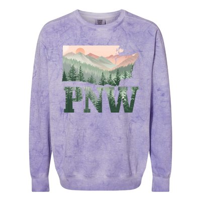 Funny Mountains Idaho Oregon Washington Gift Pnw Pacific Northwest Colorblast Crewneck Sweatshirt