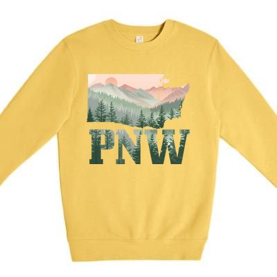 Funny Mountains Idaho Oregon Washington Gift Pnw Pacific Northwest Premium Crewneck Sweatshirt