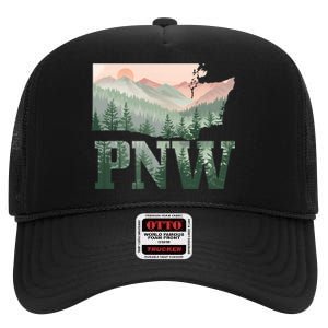 Funny Mountains Idaho Oregon Washington Gift Pnw Pacific Northwest High Crown Mesh Back Trucker Hat