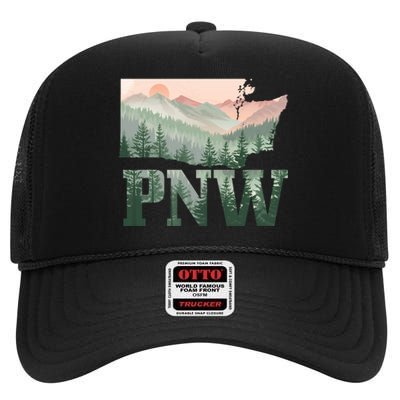 Funny Mountains Idaho Oregon Washington Gift Pnw Pacific Northwest High Crown Mesh Back Trucker Hat