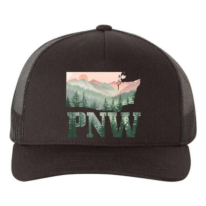 Funny Mountains Idaho Oregon Washington Gift Pnw Pacific Northwest Yupoong Adult 5-Panel Trucker Hat