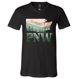 Funny Mountains Idaho Oregon Washington Gift Pnw Pacific Northwest V-Neck T-Shirt