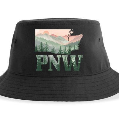 Funny Mountains Idaho Oregon Washington Gift Pnw Pacific Northwest Sustainable Bucket Hat