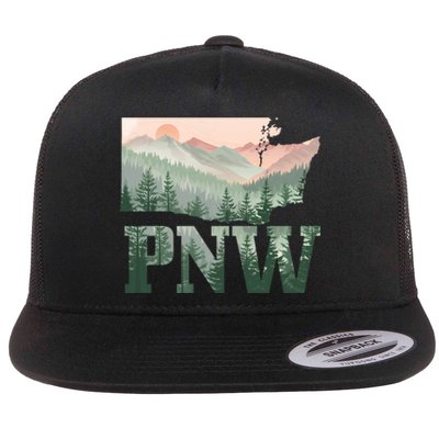 Funny Mountains Idaho Oregon Washington Gift Pnw Pacific Northwest Flat Bill Trucker Hat