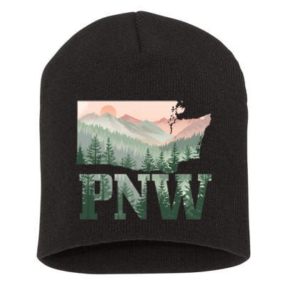 Funny Mountains Idaho Oregon Washington Gift Pnw Pacific Northwest Short Acrylic Beanie