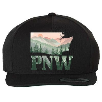 Funny Mountains Idaho Oregon Washington Gift Pnw Pacific Northwest Wool Snapback Cap