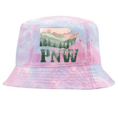 Funny Mountains Idaho Oregon Washington Gift Pnw Pacific Northwest Tie-Dyed Bucket Hat