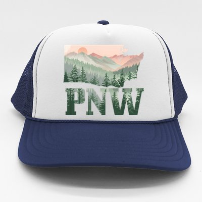 Funny Mountains Idaho Oregon Washington Gift Pnw Pacific Northwest Trucker Hat