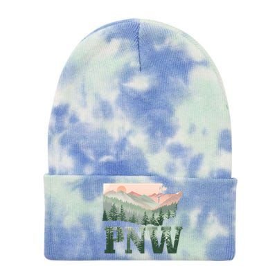 Funny Mountains Idaho Oregon Washington Gift Pnw Pacific Northwest Tie Dye 12in Knit Beanie