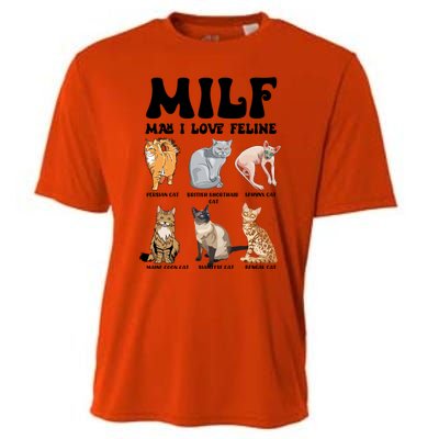 Funny Milf I Love Felines Cats Gift Cooling Performance Crew T-Shirt