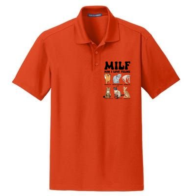 Funny Milf I Love Felines Cats Gift Dry Zone Grid Polo