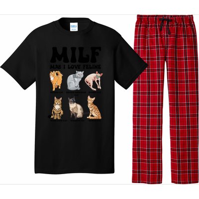 Funny Milf I Love Felines Cats Gift Pajama Set