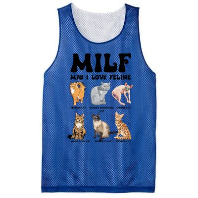 Funny Milf I Love Felines Cats Gift Mesh Reversible Basketball Jersey Tank