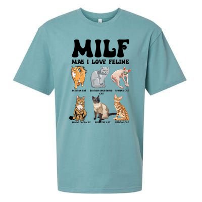 Funny Milf I Love Felines Cats Gift Sueded Cloud Jersey T-Shirt