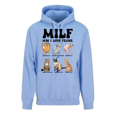 Funny Milf I Love Felines Cats Gift Unisex Surf Hoodie