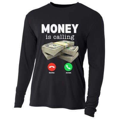 Funny Money Is Calling Dollar Cash Phone Screen Cooling Performance Long Sleeve Crew