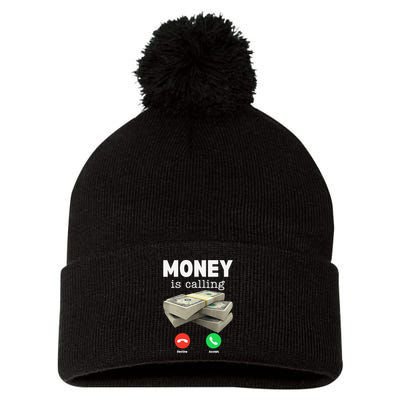 Funny Money Is Calling Dollar Cash Phone Screen Pom Pom 12in Knit Beanie