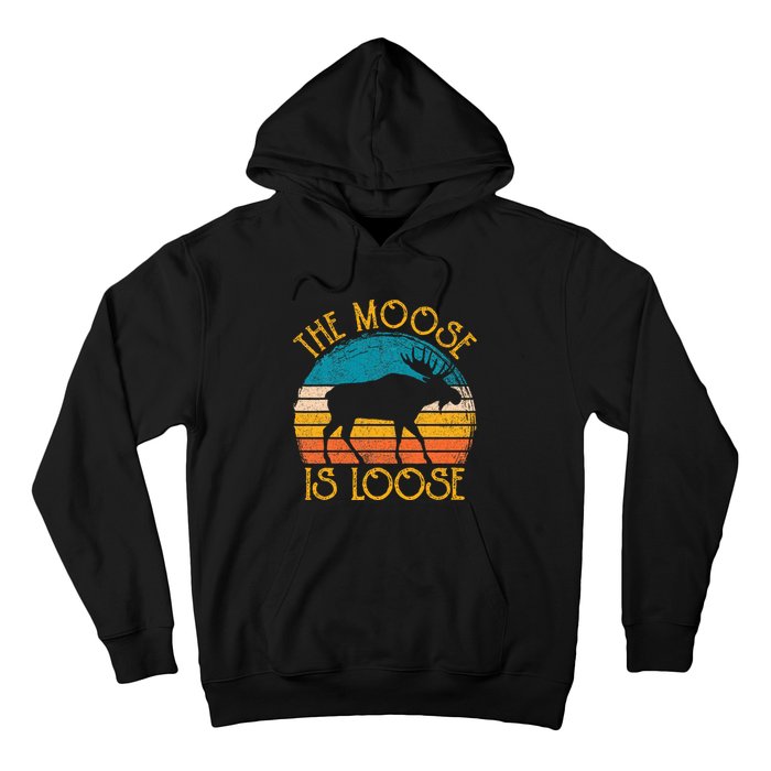 Funny Moose Is Loose Animal Apparel Cute Women Alaska Hoodie