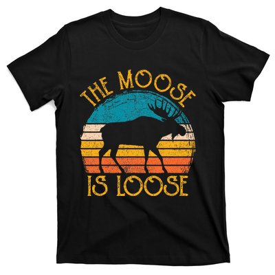 Funny Moose Is Loose Animal Apparel Cute Women Alaska T-Shirt